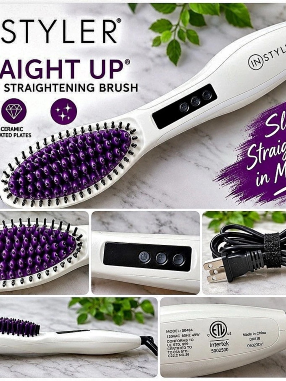 InStyler Straight Up Ceramic Straightening Brush Ceramic Hair Straightening